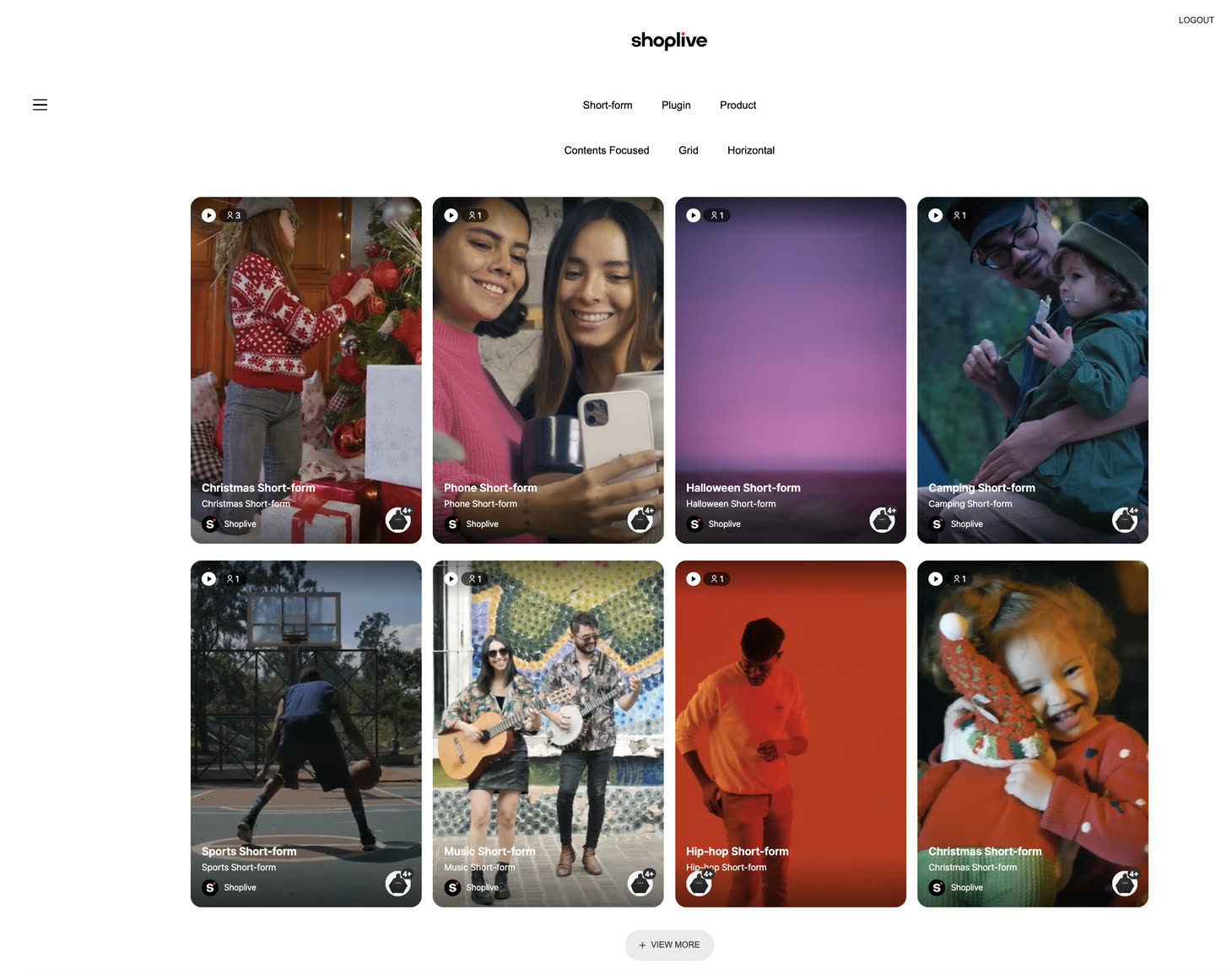 A real shortform feed rendered with the GRID1 template
