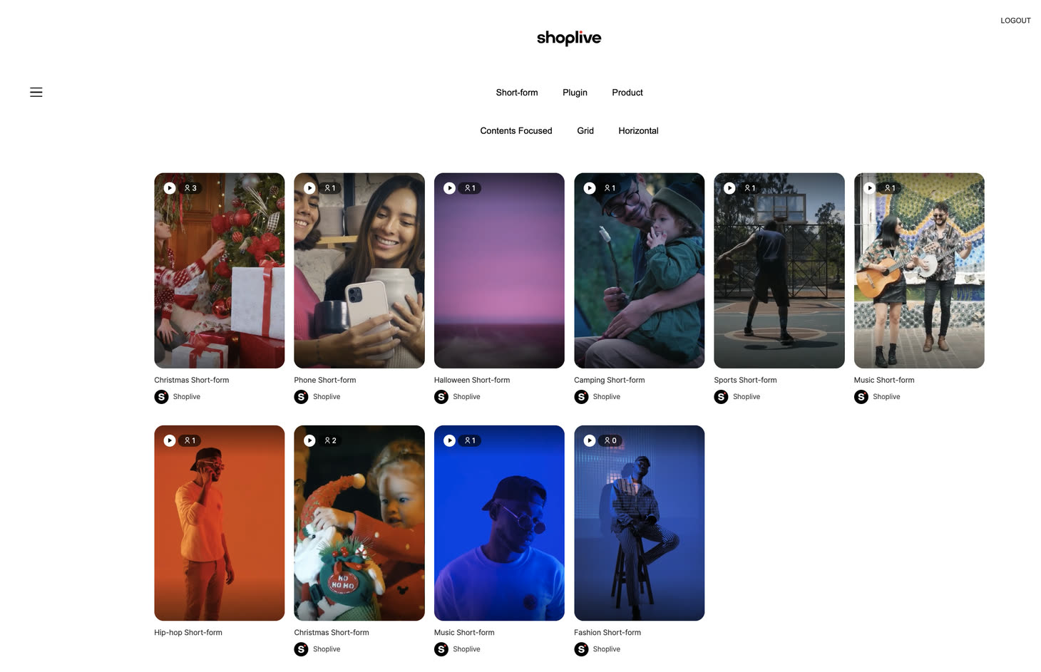 A real shortform feed rendered with the GRID2 template